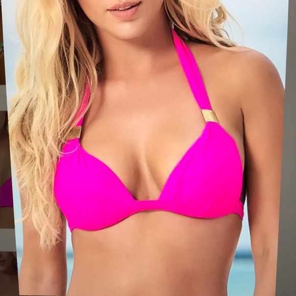 Other - 💙💛 -HOT pink triangle bikini top NWT